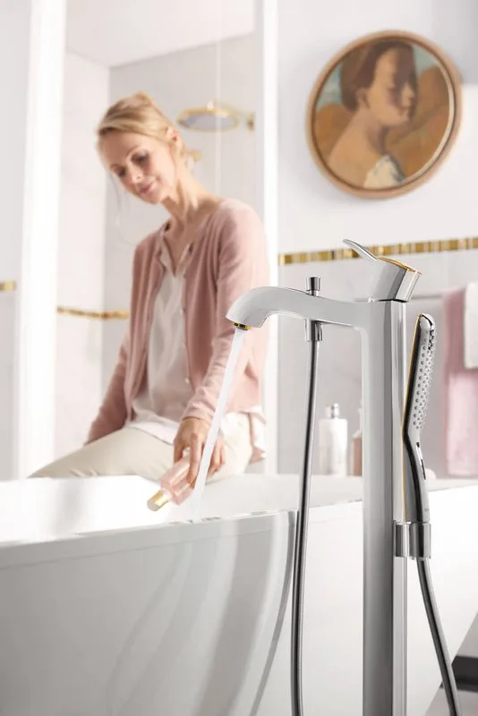 Напольный смеситель для ванны с душем Hansgrohe Metropol Classic 31445090, хром - золото Sancos — официальный сайт
