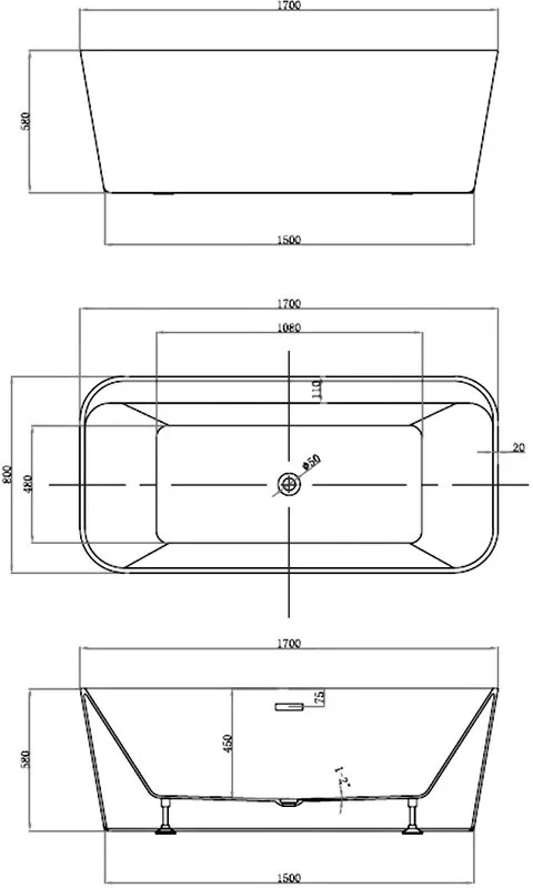 Акриловая ванна Vincea VBT-401-1700MW 170x80 см, отдельностоящая, белая матовая, с каркасом, со слив Sancos — официальный сайт