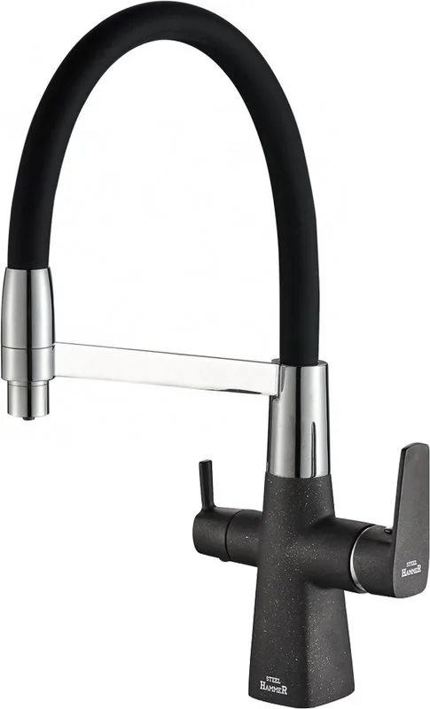 Смеситель для кухни Steel Hammer SH 818-6 Black Cr с гибким изливом Sancos — официальный сайт
