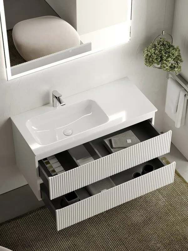 Тумба под раковину Sancos Snob R 100 подвесная Bianco (белый), SNR100LW Sancos — официальный сайт