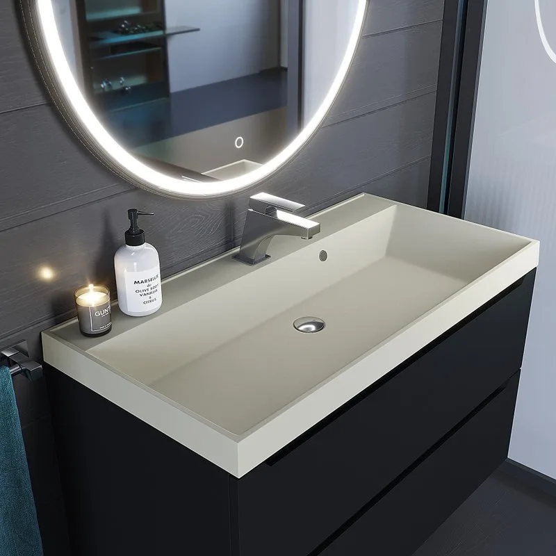 Мебельная раковина Uperwood Classic Quartz 291030029 90 см, матовая бежевая, лен Sancos — официальный сайт