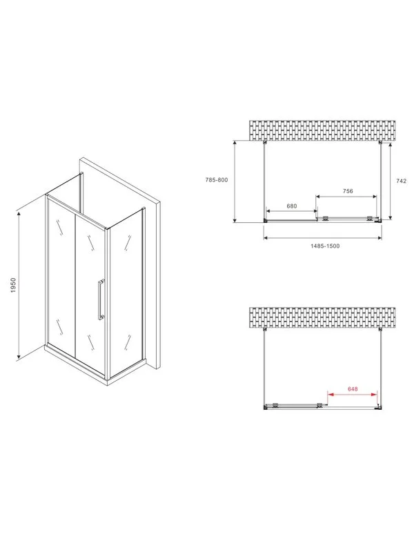 Душевой уголок Abber Schwarzer Diamant AG30150BMH-S80BM-S80BM 150х80 см, профиль матовый черный, сте Sancos — официальный сайт
