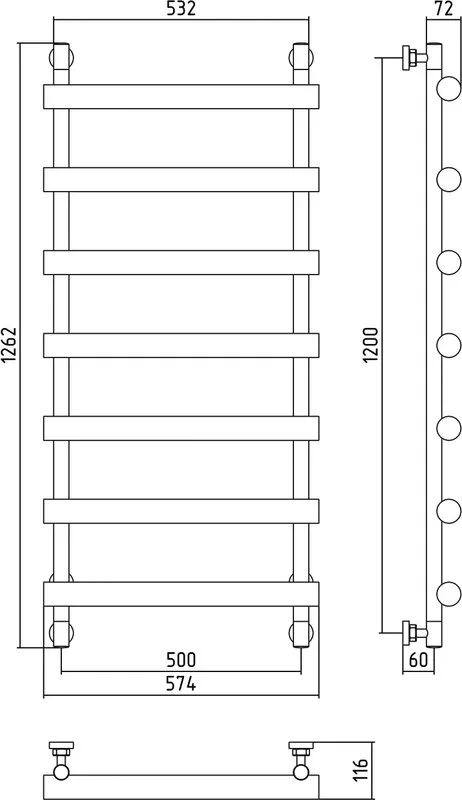 Полотенцесушитель водяной Сунержа Атлант 120x50, белый матовый Sancos — официальный сайт