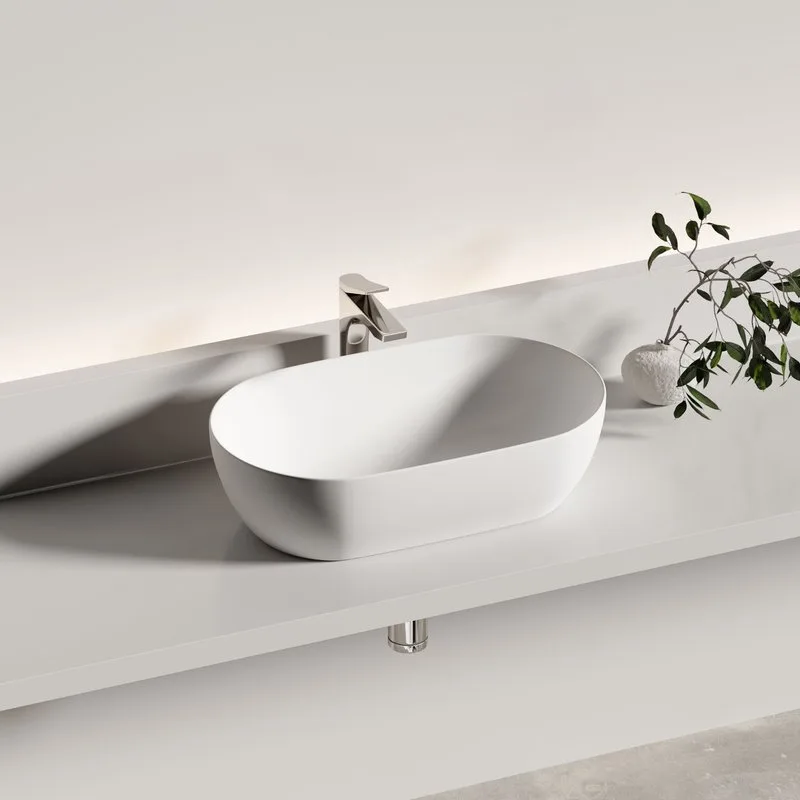 Раковина накладная Ceramicanova Twist овальная 55 см цвет белый матовый CN12001MW Sancos — официальный сайт