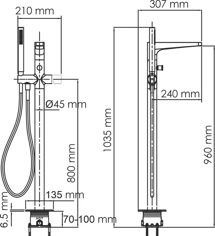 Напольный смеситель для ванны с душем Wasserkraft Sauer 7121, С ВНУТРЕННЕЙ ЧАСТЬЮ, глянцевое золото Sancos — официальный сайт