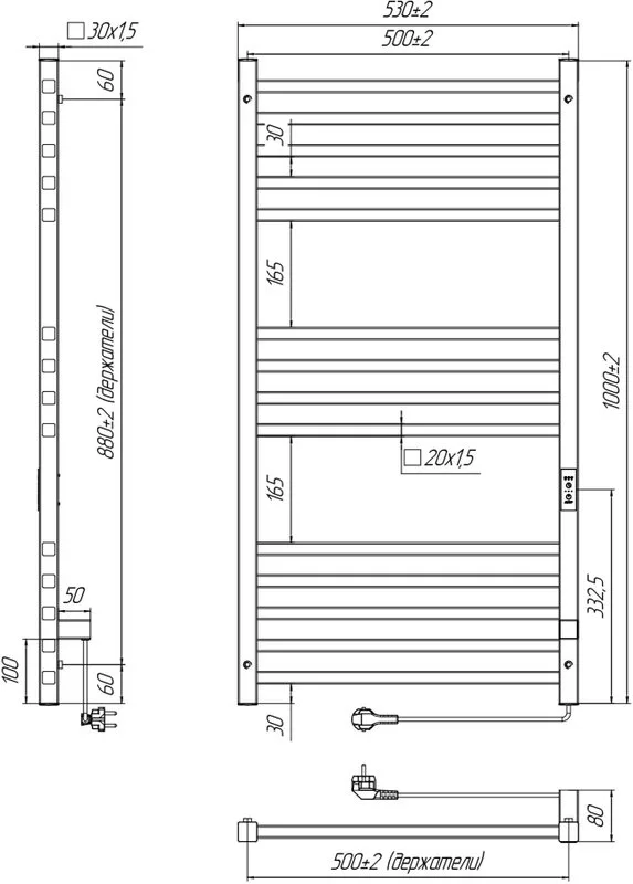 Полотенцесушитель электрический Indigo Attic LСLATCE100-50BRRt черный муар Sancos — официальный сайт