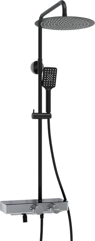Душевая стойка Wasserkraft Abens 2000 A114.160.130.CB Thermo, с термостатом, черная Sancos — официальный сайт