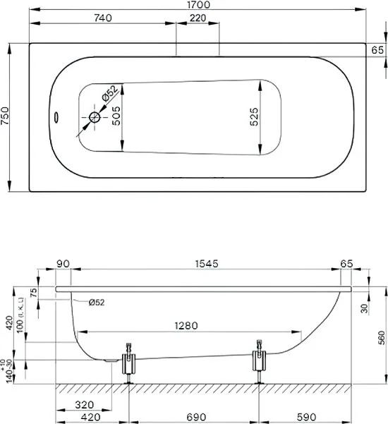 Стальная ванна Bette Form 170x75 см, встраиваемая, с самоочищающимся покрытием, с шумоизоляцией Sancos — официальный сайт