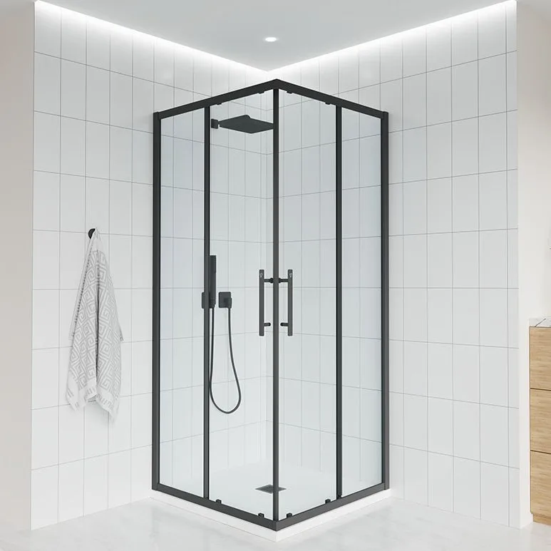 Душевой уголок Veconi Evo 300 B 100х100 см, профиль матовый черный, стекло прозрачное Sancos — официальный сайт