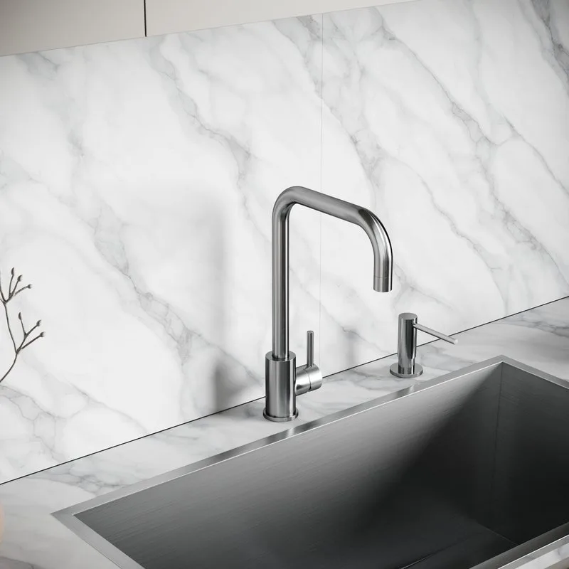 Смеситель для кухни Sancos Stainless, с поворотным Г изливом, нержавеющая сталь, SC12002SS Sancos — официальный сайт