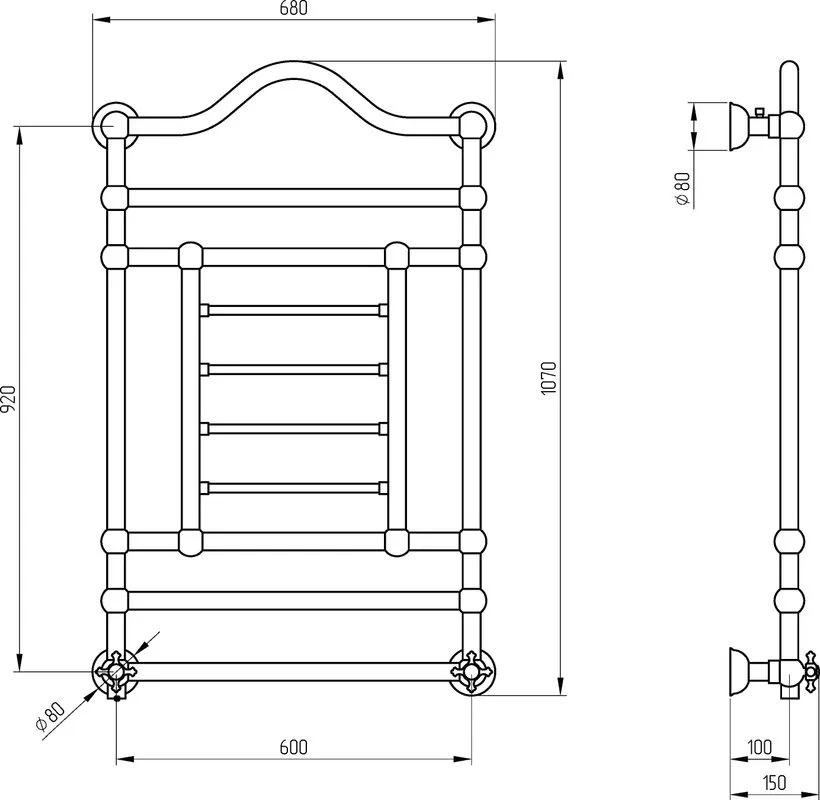 Полотенцесушитель электрический Migliore Edward 20315 107x68 см, L, хром Sancos — официальный сайт