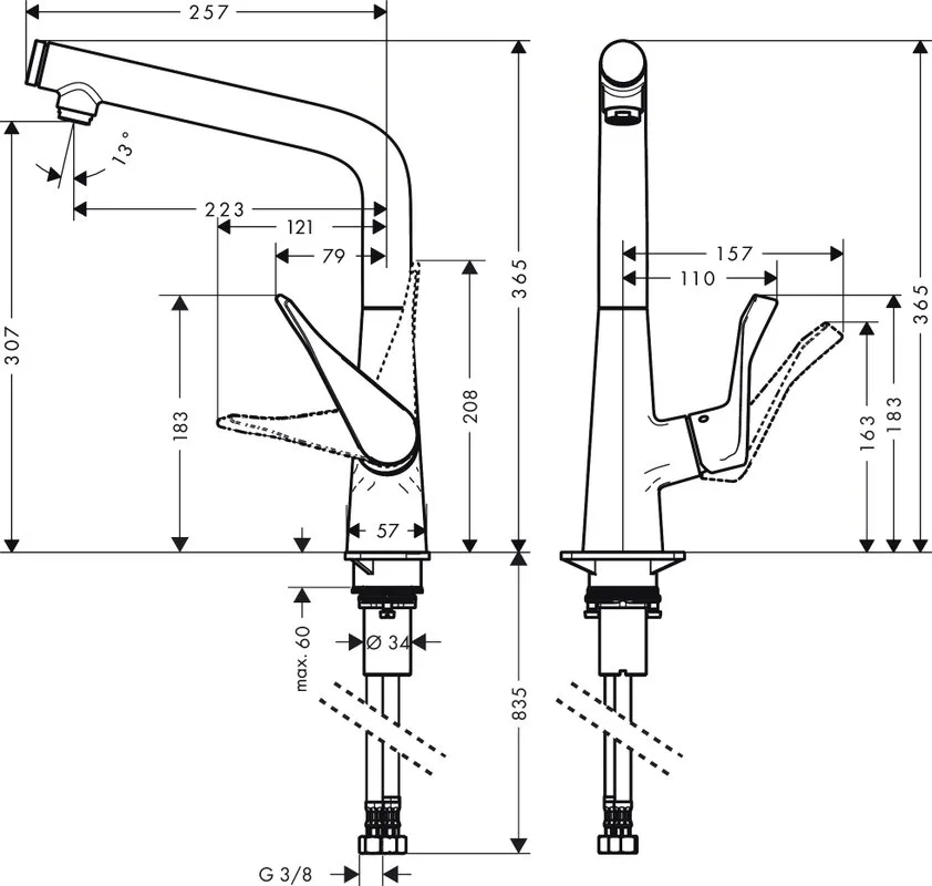 Смеситель для кухни Hansgrohe Metris Select M71 14785800 сталь Sancos — официальный сайт