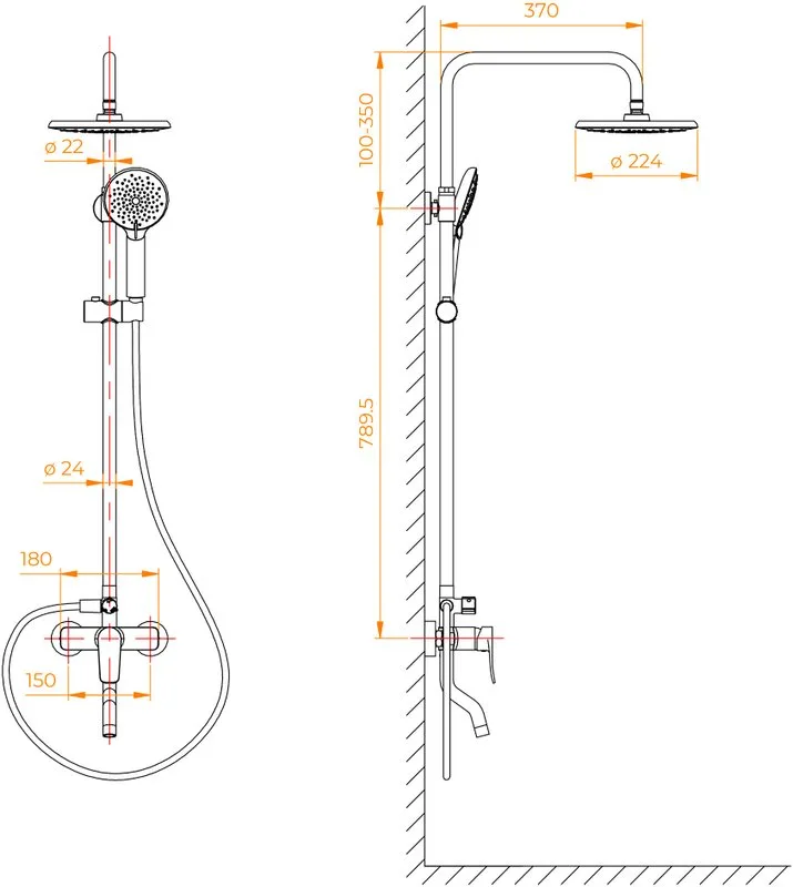 Душевая стойка RGW Shower Panels SP-25B, матовый черный Sancos — официальный сайт