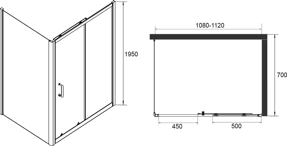 Душевой уголок RGW Passage PA-14+70 см (108-112)x70x195 профиль хром, стекло прозрачное Sancos — официальный сайт
