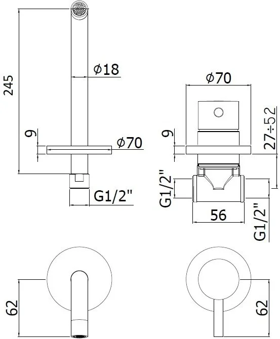 Смеситель для раковины Paffoni Light LIG007NO70 С ВНУТРЕННЕЙ ЧАСТЬЮ Sancos — официальный сайт