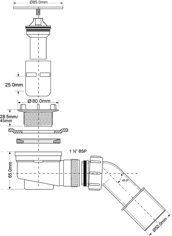 Сифон для поддона McAlpine MRS6C-SL-65 Sancos — официальный сайт