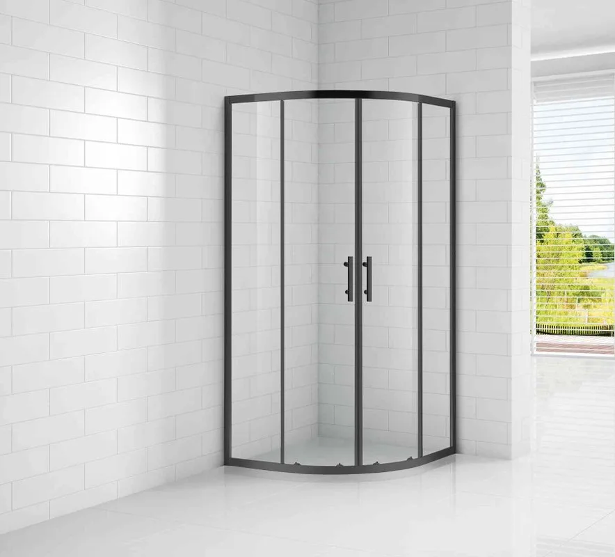 Душевой уголок Cezares Eco O-R-2 90x90, профиль матовый черный, стекло прозрачное Sancos — официальный сайт