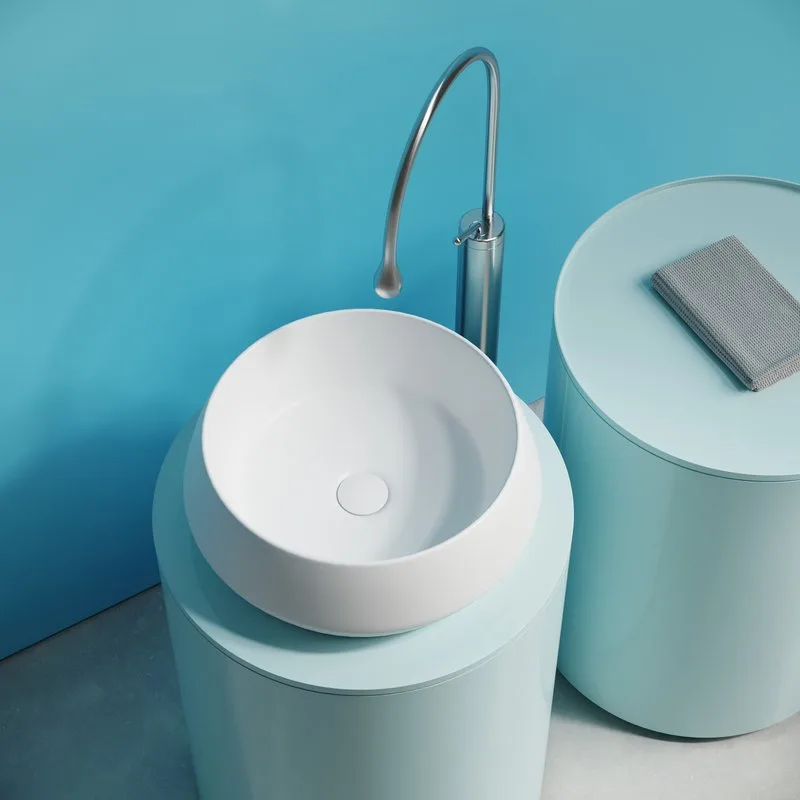 Раковина накладная Ceramicanova Maya круглая 40 см цвет белый матовый CN12004MW Sancos — официальный сайт