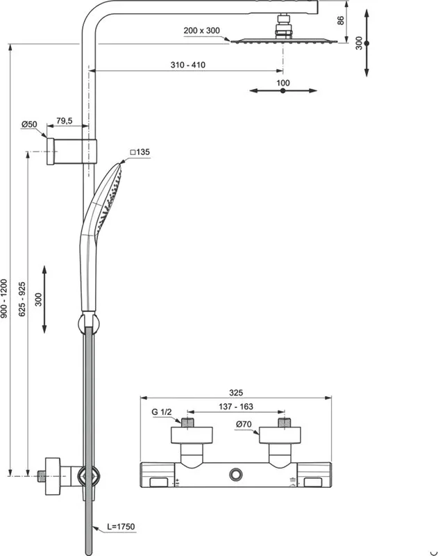 Душевая стойка Ideal Standard Creatherm_t50 A7705AA Sancos — официальный сайт