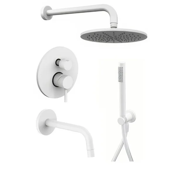 Душевой комплект Paffoni Light KITLIG019BO045, С ВНУТРЕННЕЙ ЧАСТЬЮ, белый матовый Sancos — Оригинал