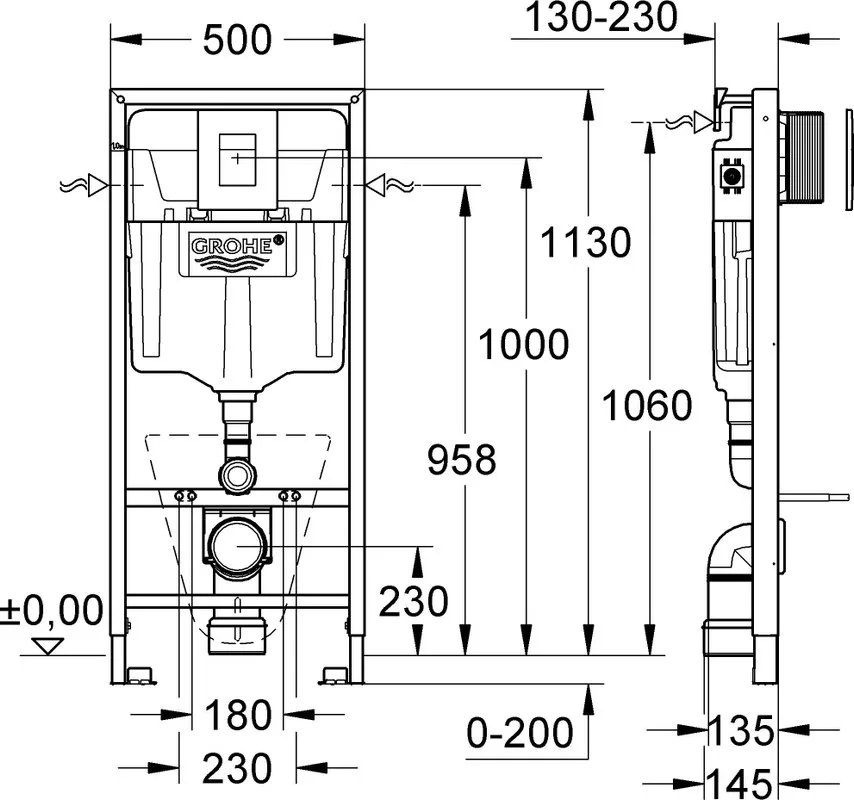 Система инсталляции для унитазов Grohe Rapid SL 38775001H, 4 в 1 с кнопкой смыва и шумоизоляцией Sancos — официальный сайт