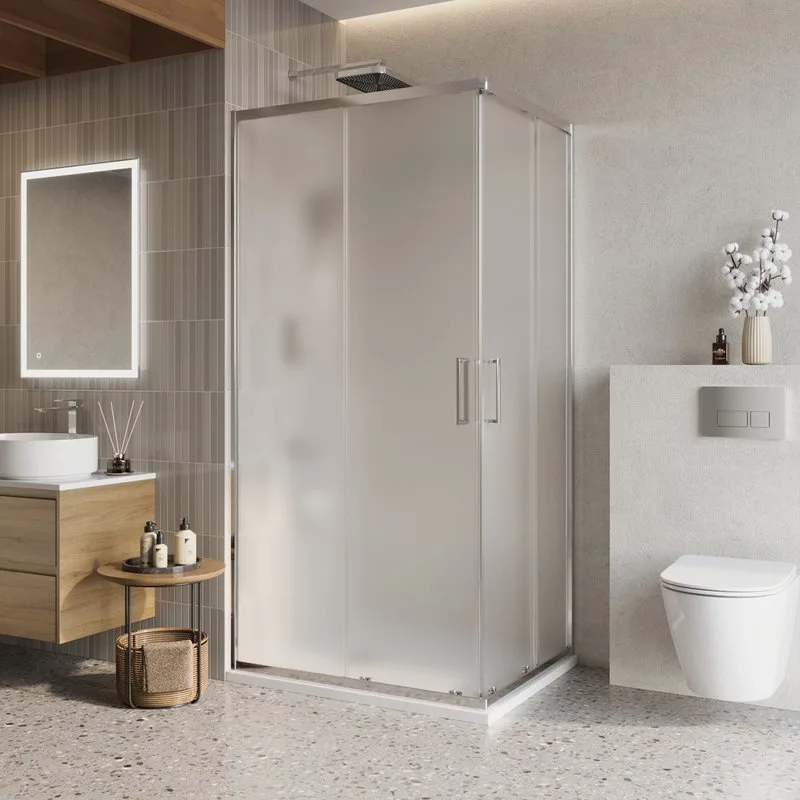 Душевой уголок BelBagno Luce AH-2-100/80-P-Cr 100x80, профиль хром, стекло рифленое Sancos — официальный сайт