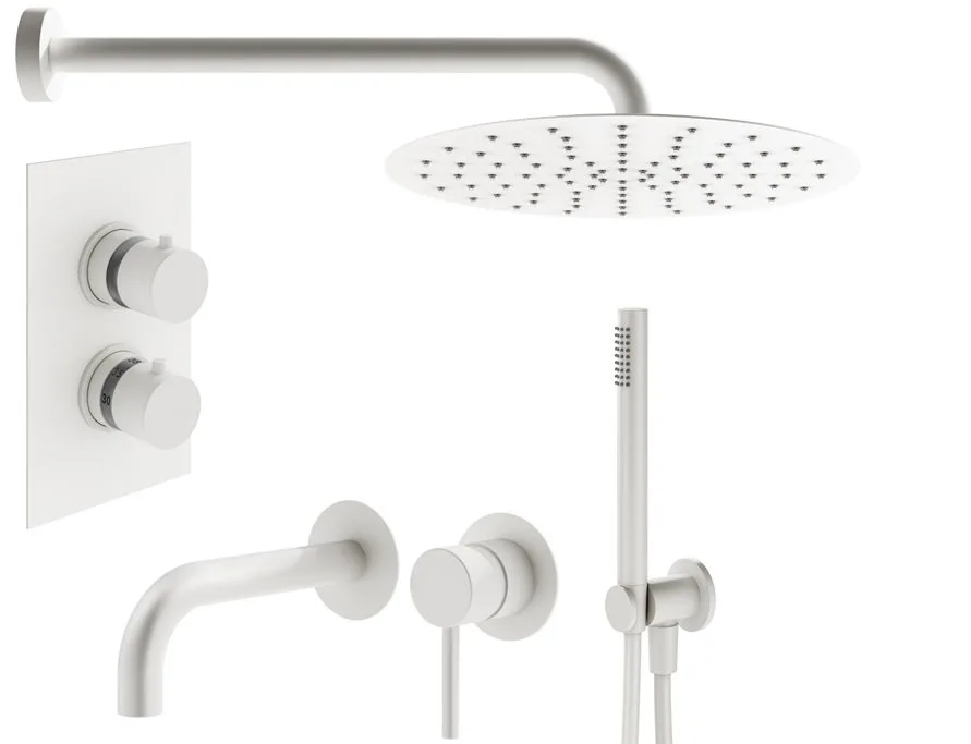 Комплект для ванной Plumberia Selection Ixo KITXOT18QBO210 С ВНУТРЕННЕЙ ЧАСТЬЮ, белый матовый Sancos — официальный сайт