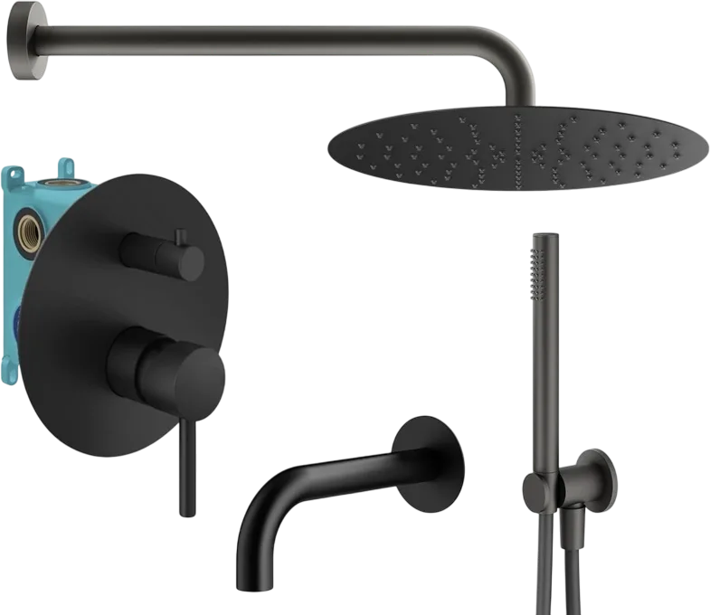 Душевой комплект Plumberia Selection Ixo KITXO19NO260, С ВНУТРЕННЕЙ ЧАСТЬЮ, черный матовый Sancos — официальный сайт