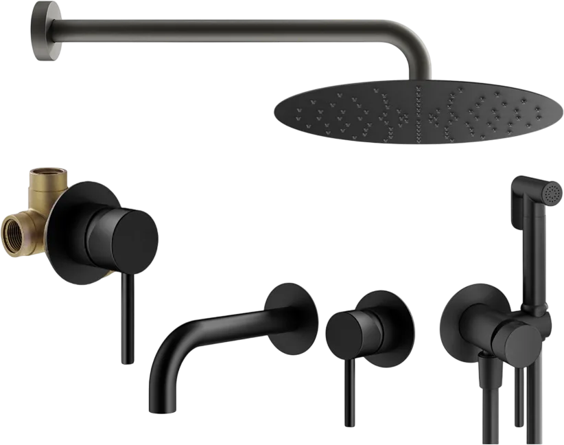 Комплект для ванной Plumberia Selection Ixo KITZXO01NO210 С ВНУТРЕННЕЙ ЧАСТЬЮ, черный матовый Sancos — официальный сайт