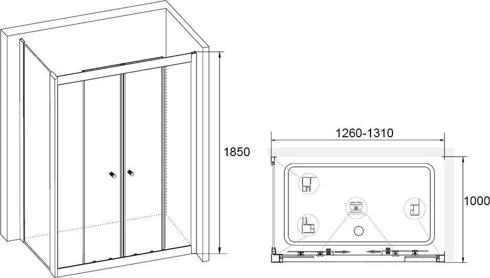 Душевой уголок RGW Classic CL-10+100 см (126-131)x100x185 профиль хром, стекло прозрачное Sancos — официальный сайт