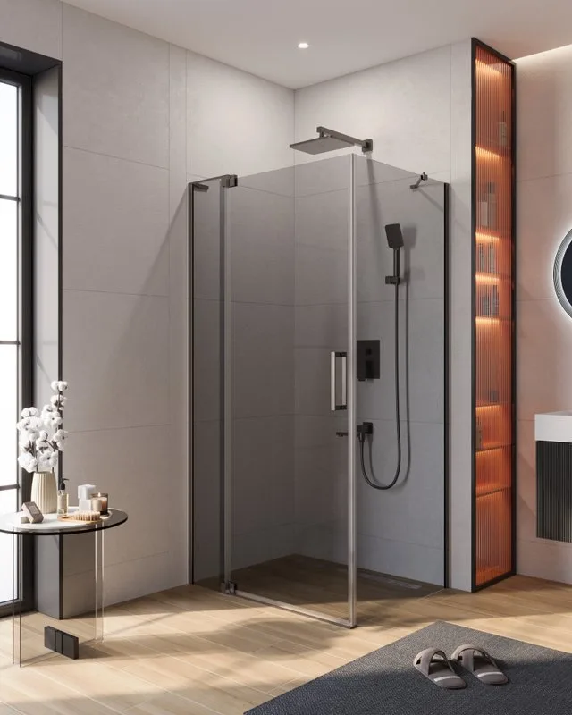 Душевой уголок Cezares Slider AH 1 80-100/110 GRIGIO GM профиль оружейная сталь, стекло серое Sancos — официальный сайт