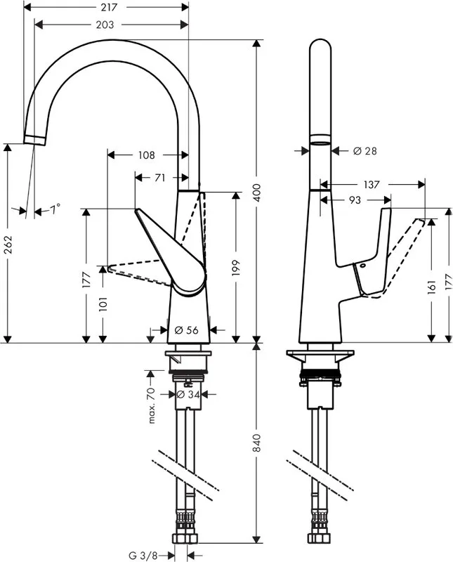 Смеситель для кухни Hansgrohe Talis S 72810000 Sancos — официальный сайт
