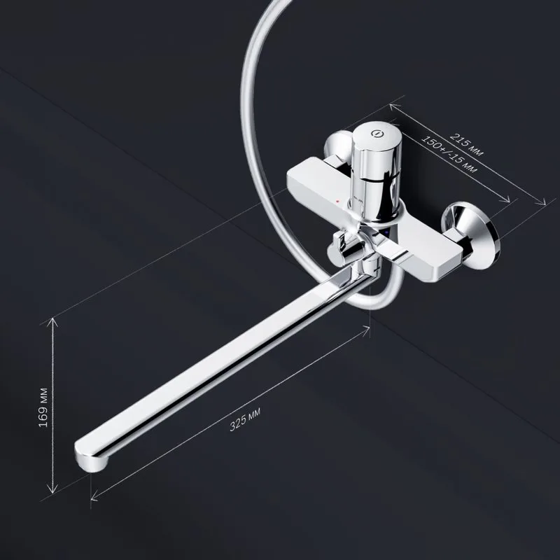 Смеситель с длинным изливом для ванны AM.PM X-Joy TouchReel F85A90500, хром Sancos — официальный сайт