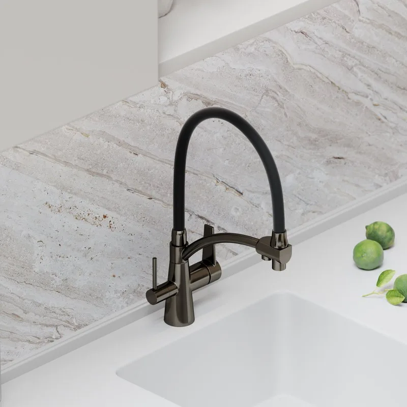 Смеситель для кухни Sancos Eri SC4001GG с гибким изливом, вороненая сталь Sancos — официальный сайт