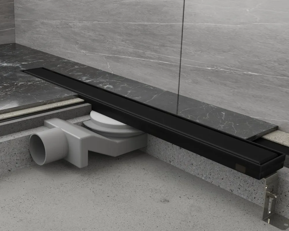 Душевой трап (лоток) Plumberia Selection PSL Linear 80 см, черный матовый Sancos — официальный сайт