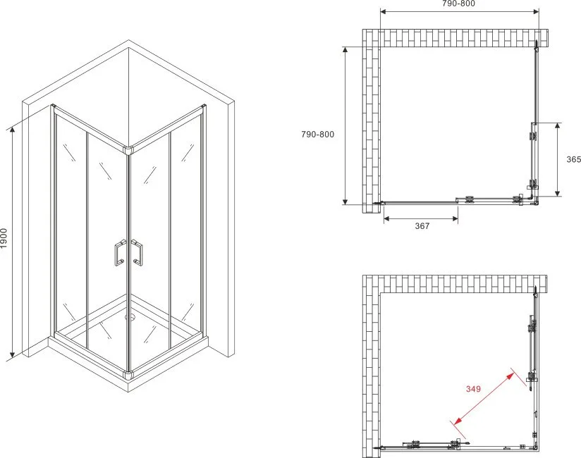 Душевой уголок Abber Schwarzer Diamant AG020805 80x80, профиль хром, стекло прозрачное Sancos — официальный сайт