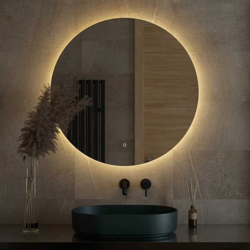 Зеркало круглое Defesto Opti DF 2856S 90 с LED-подсветкой, 3000К, сенсорный выключатель