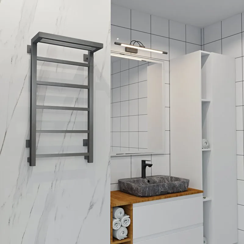Полотенцесушитель электрический Indigo Forma LEF80-50GFMRt с полкой, graphite metallic Sancos — официальный сайт