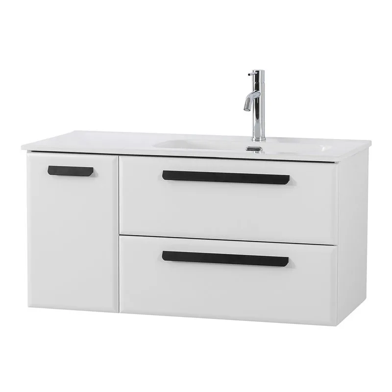 Тумба под раковину без столешницы Cezares Eco Cer-N 100 R 2 ящика, 1 дверца, bianco lucido, ручки ма Sancos — официальный сайт