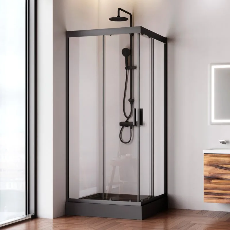 Душевой уголок AM.PM Gem W90G-403-090BT 90x90, профиль черный Sancos — официальный сайт