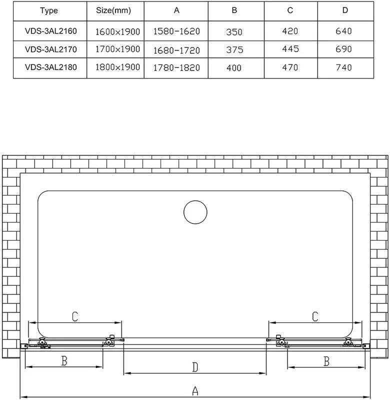 Душевая дверь в нишу Vincea Alpha VDS-3AL2170MT 170 см, стекло текстурное, хром Sancos — официальный сайт