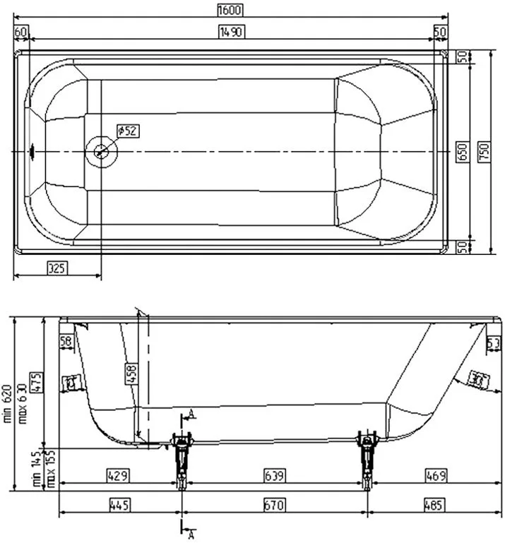 Чугунная ванна Wotte Start 160x75 см, пристенная, с ручками Sancos — официальный сайт