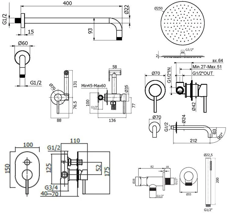 Комплект для ванной Plumberia Selection Ixo KITZXO15CR210 С ВНУТРЕННЕЙ ЧАСТЬЮ, хром Sancos — официальный сайт