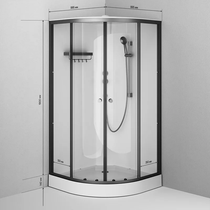 Душевая кабина AM.PM X-Joy W94C-401-100BT 100х100 см, низкий поддон, матовый черный Sancos — официальный сайт