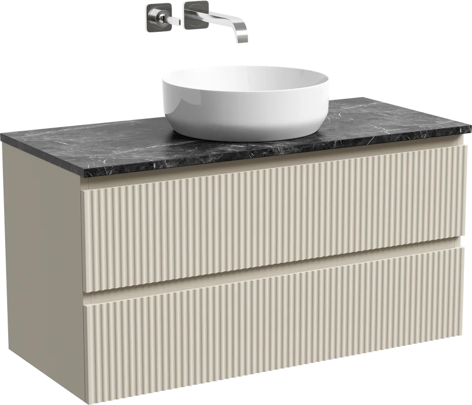 Тумба с раковиной Sancos Snob R 100 см, beige soft, столешница черный мрамор, раковина CN6022 Sancos — официальный сайт