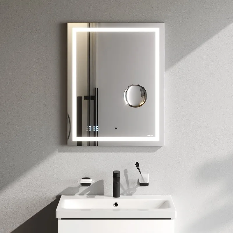 Зеркало AM.PM Gem 55 с LED-подсветкой, часами и косметическим зеркалом Sancos — официальный сайт