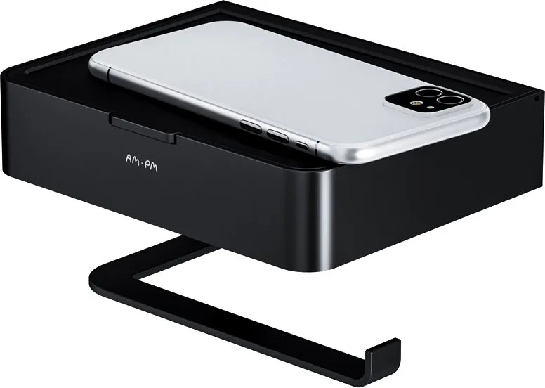 Держатель туалетной бумаги AM.PM Inspire 2.0 AA50A341522 с полкой для телефона и контейнером, черный Sancos — официальный сайт