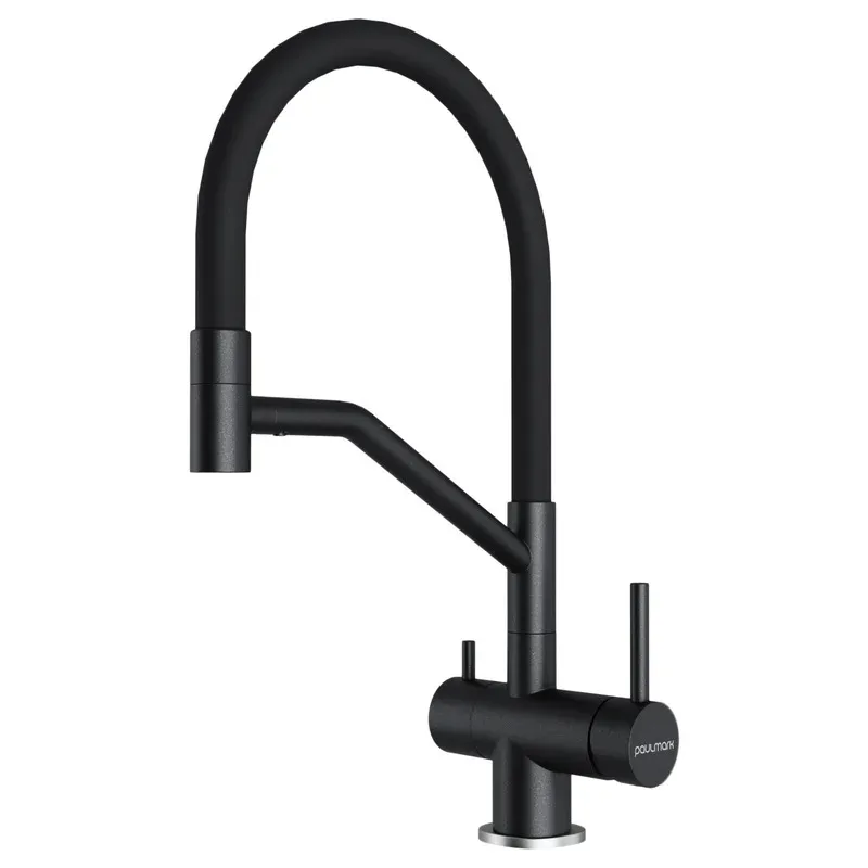 Смеситель для кухни Paulmark Rubert Ru213175-BLM, с гибким изливом, матовый черный Sancos — официальный сайт