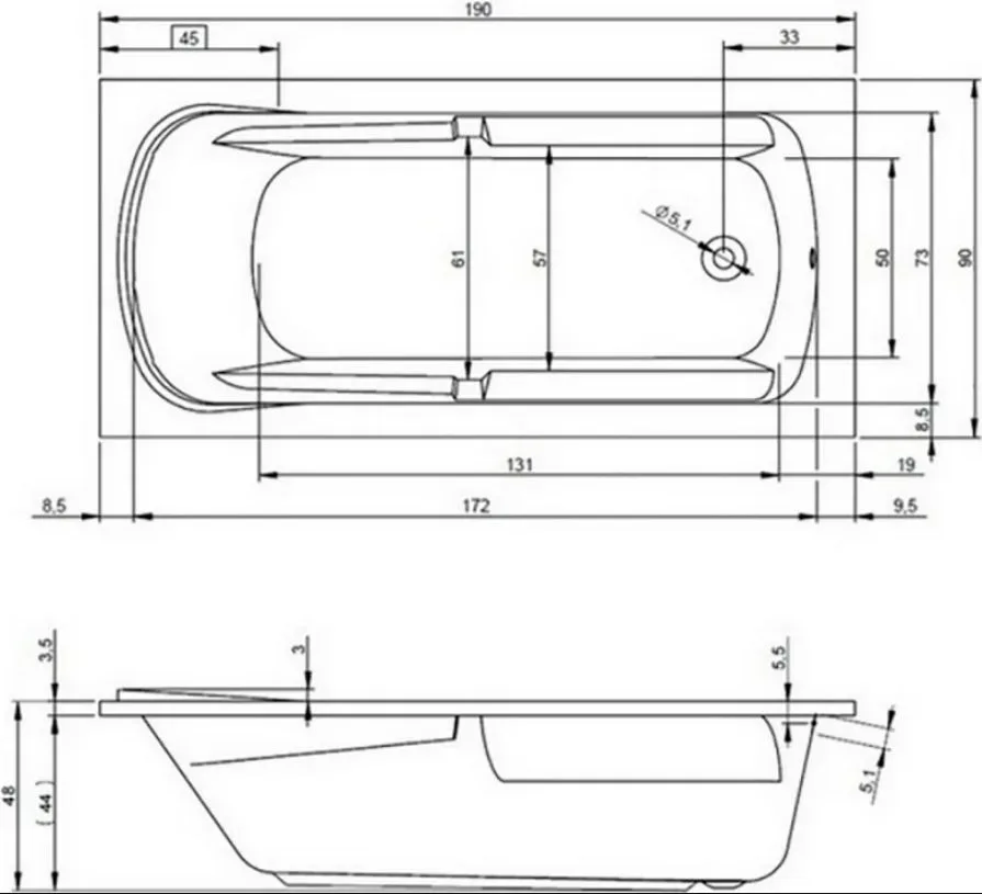 Акриловая ванна Riho Future XL B075001005 без опоры 190x90 см, пристенная, белая Sancos — официальный сайт
