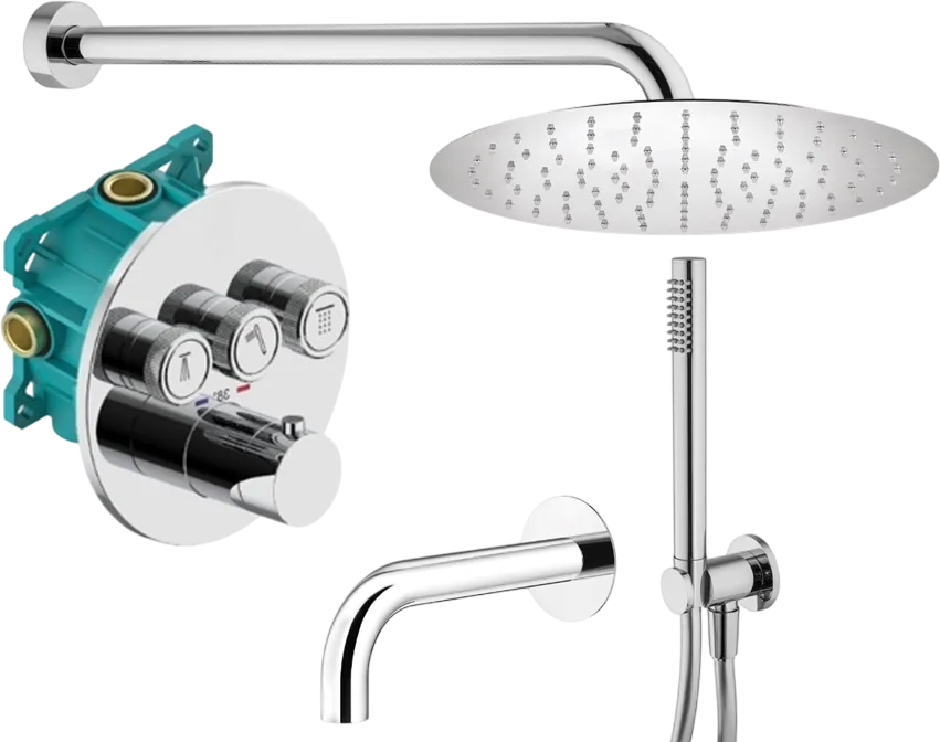 Душевой комплект Plumberia Selection PSBOX KITPSB03CR60, С ВНУТРЕННЕЙ ЧАСТЬЮ, хром Sancos — официальный сайт
